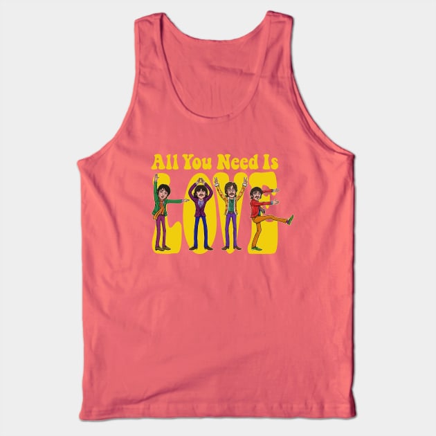 All You Need Is Love - Yellow Tank Top by mcillustrator